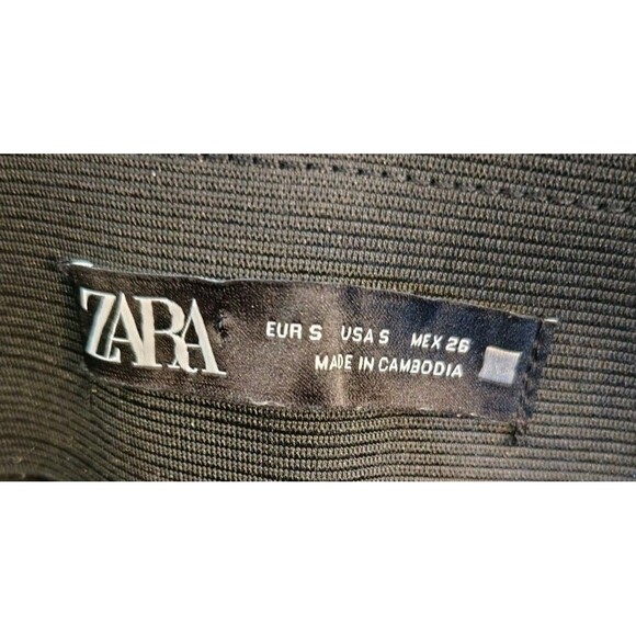 Zara Pants Size S Black Snake Skin Print Side Side Elastic Waist Skinny - Picture 2 of 8